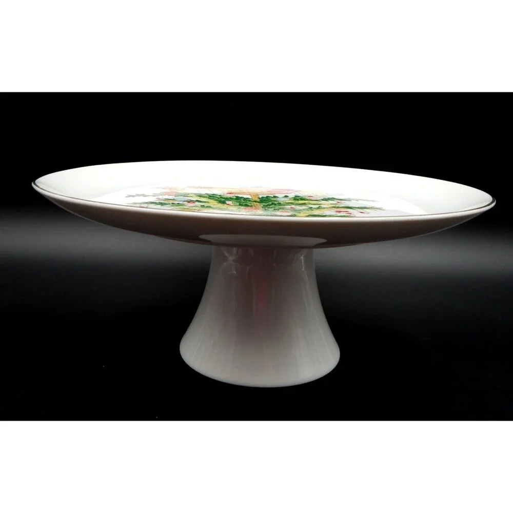 Lefton Christmas Pedestal Cake Stand Christmas Tree Plate Vintage Japan 10 Inch